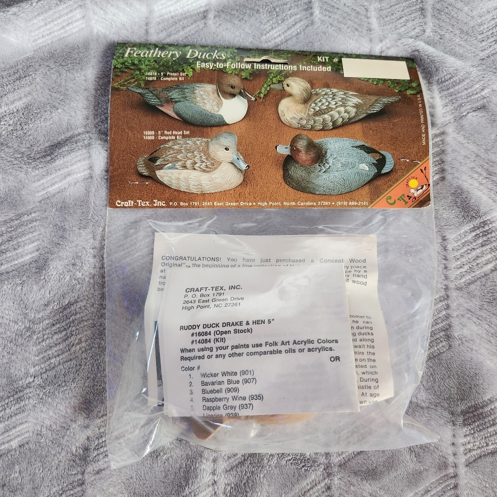 New In Package Vintage Feathery Ducks Kit # 14084 open stock 16084 Craft-Tex Inc
